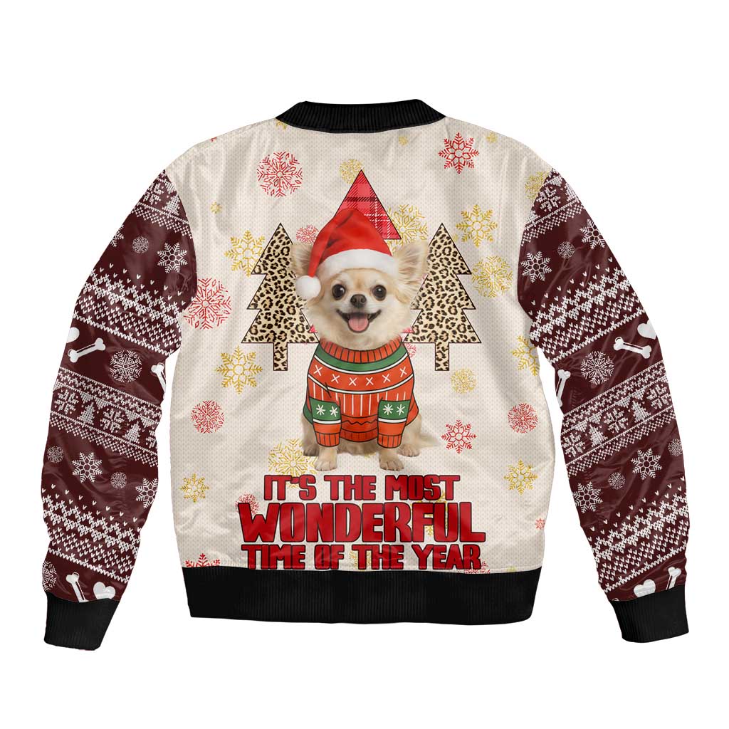 Chihuahua The Most Beautiful Time Xmas Christmas Bomber Jacket Xmas Holiday Patterns - Wonder Print Shop