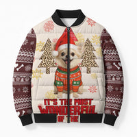 Chihuahua The Most Beautiful Time Xmas Christmas Bomber Puffer Jacket Xmas Holiday Patterns - Wonder Print Shop