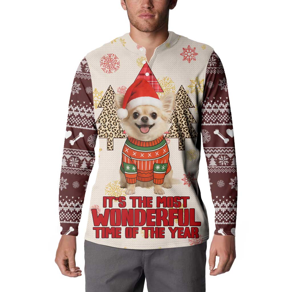 Chihuahua The Most Beautiful Time Xmas Christmas Button Sweatshirt Xmas Holiday Patterns - Wonder Print Shop