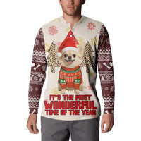 Chihuahua The Most Beautiful Time Xmas Christmas Button Sweatshirt Xmas Holiday Patterns - Wonder Print Shop