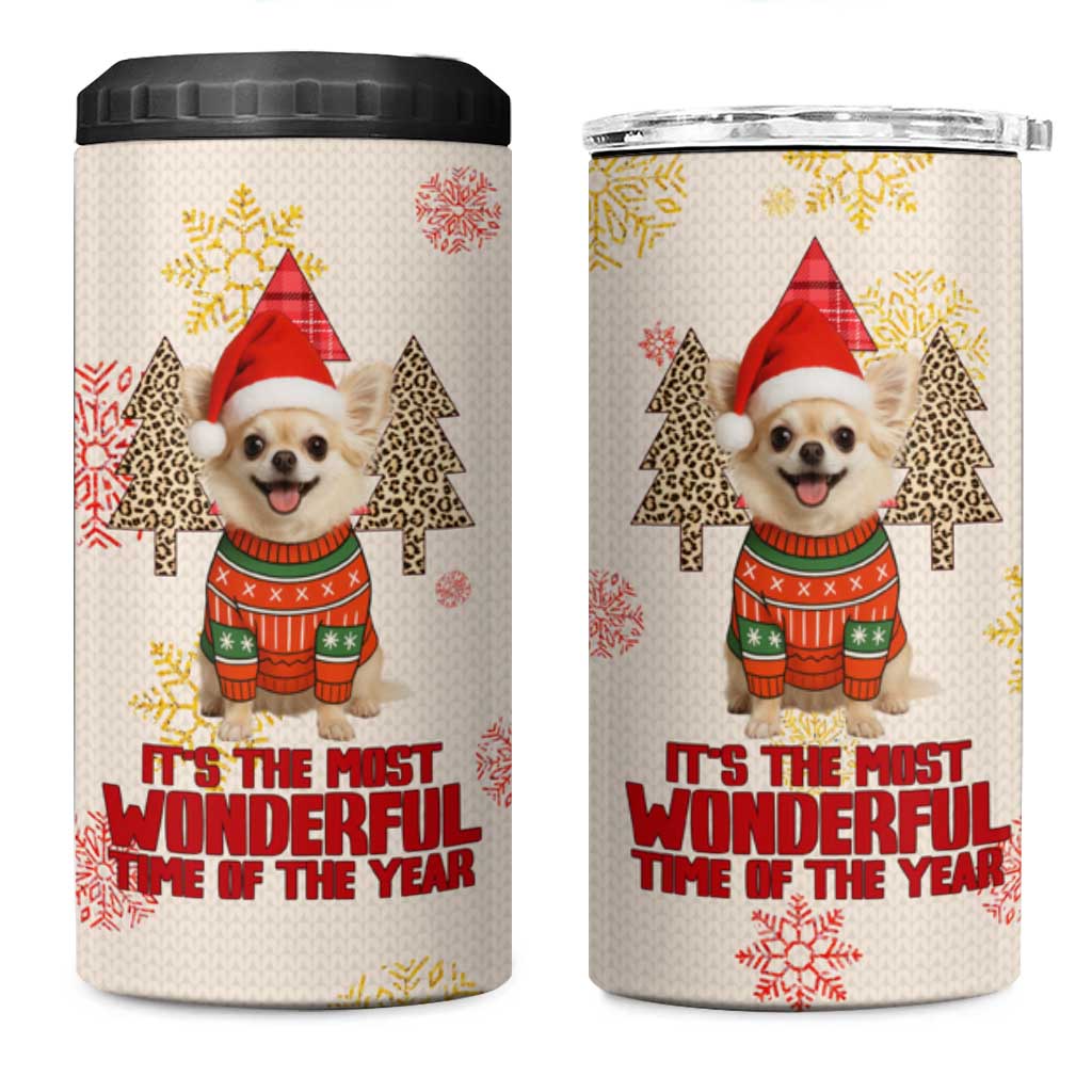 Chihuahua The Most Beautiful Time Xmas Christmas 4 in 1 Can Cooler Tumbler Xmas Holiday Patterns - Wonder Print Shop