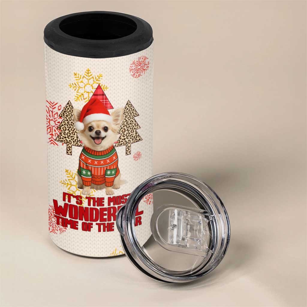 Chihuahua The Most Beautiful Time Xmas Christmas 4 in 1 Can Cooler Tumbler Xmas Holiday Patterns - Wonder Print Shop