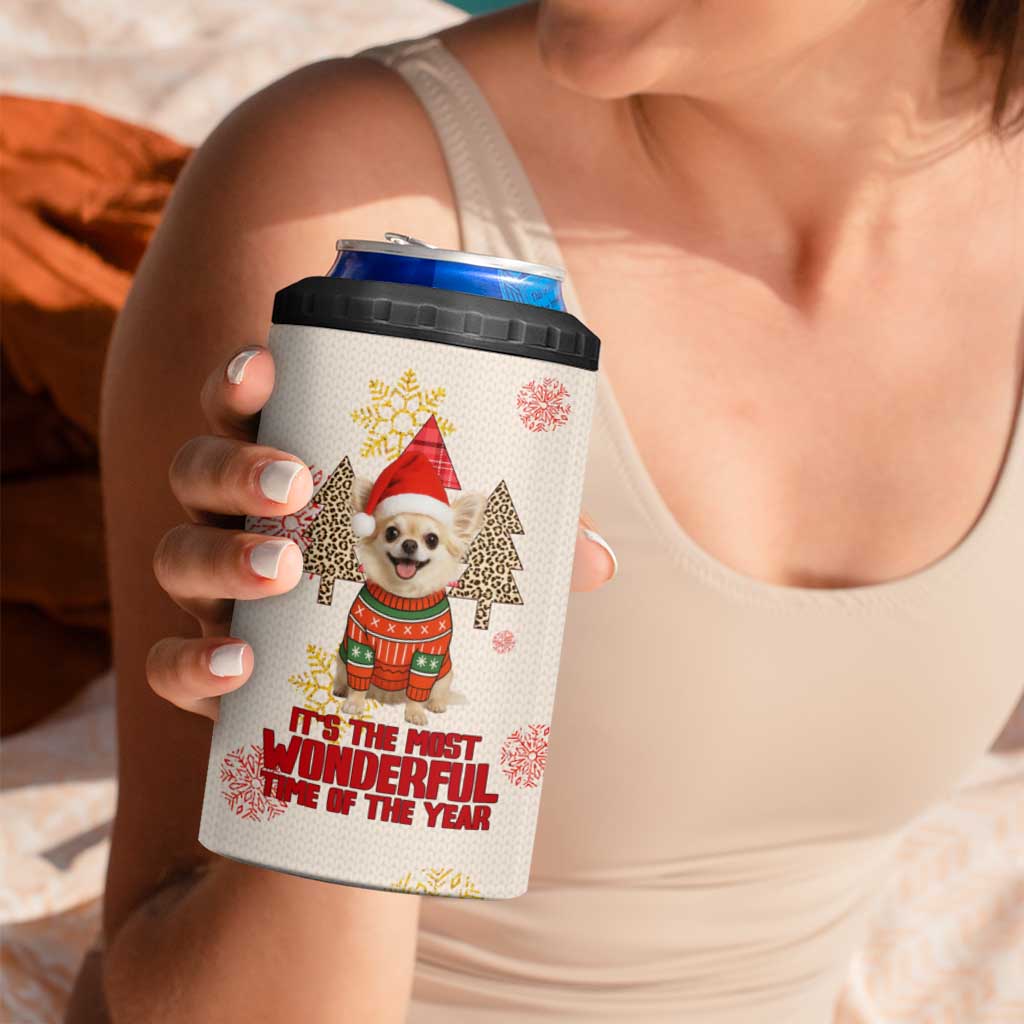 Chihuahua The Most Beautiful Time Xmas Christmas 4 in 1 Can Cooler Tumbler Xmas Holiday Patterns - Wonder Print Shop
