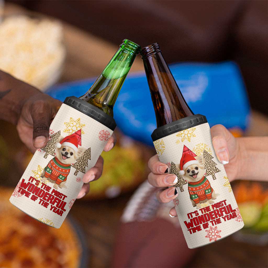 Chihuahua The Most Beautiful Time Xmas Christmas 4 in 1 Can Cooler Tumbler Xmas Holiday Patterns - Wonder Print Shop