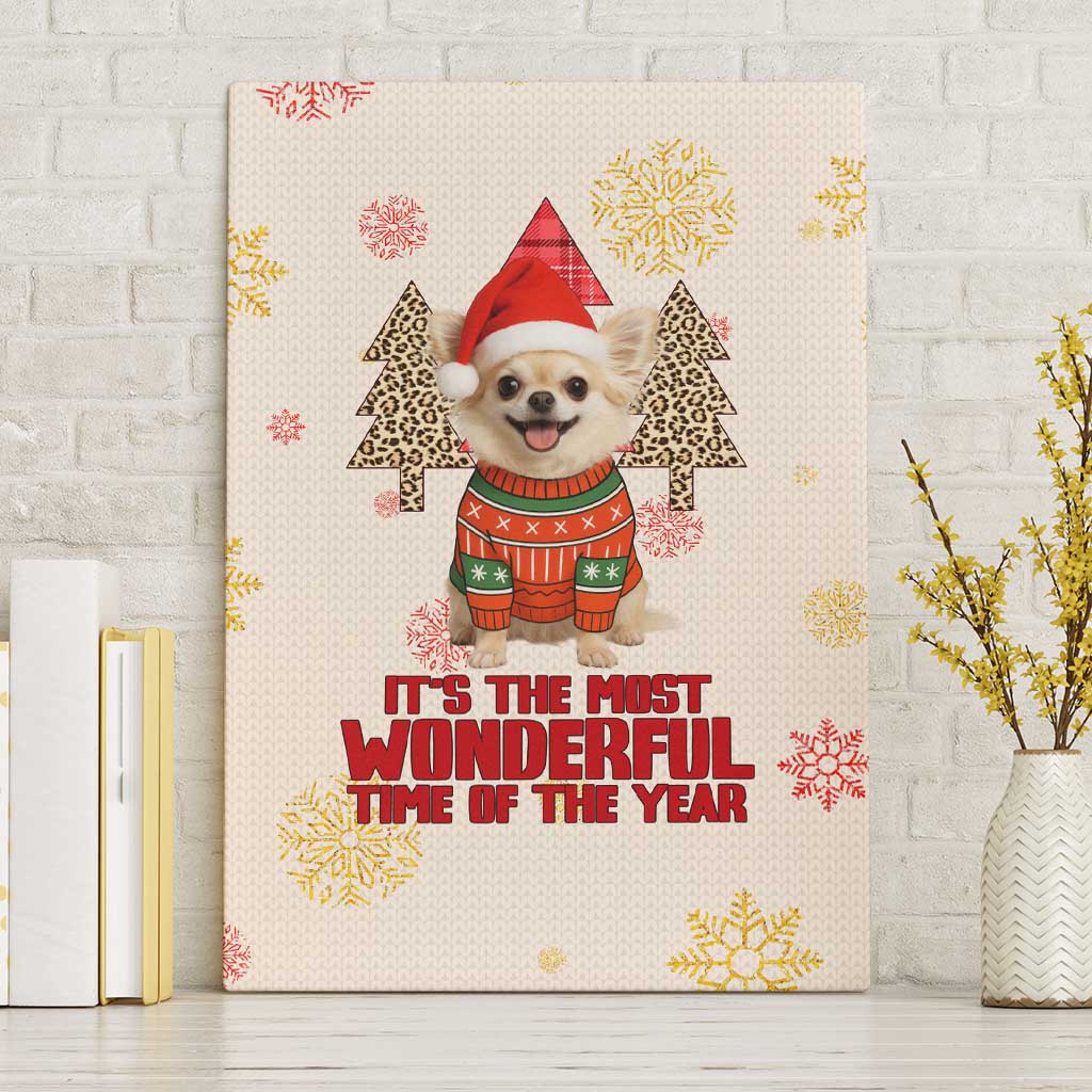 Chihuahua The Most Beautiful Time Xmas Christmas Canvas Wall Art Xmas Holiday Patterns - Wonder Print Shop