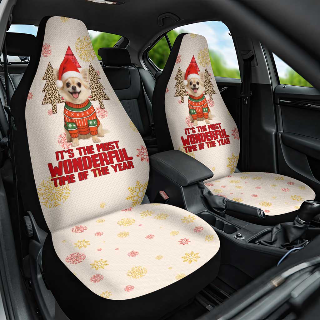Chihuahua The Most Beautiful Time Xmas Christmas Car Seat Cover Xmas Holiday Patterns - Wonder Print Shop