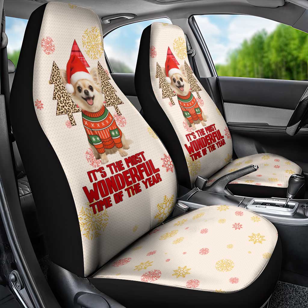 Chihuahua The Most Beautiful Time Xmas Christmas Car Seat Cover Xmas Holiday Patterns - Wonder Print Shop