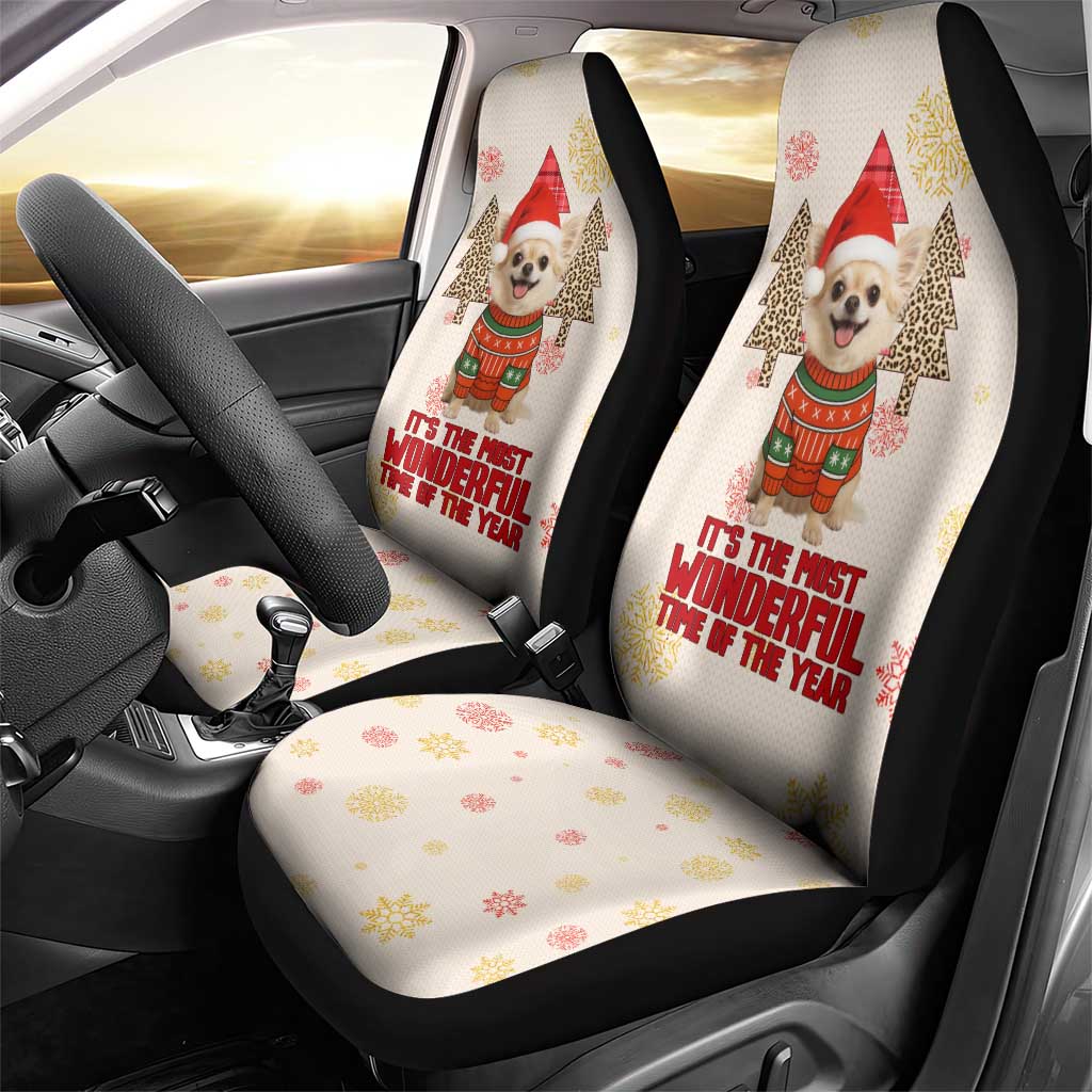 Chihuahua The Most Beautiful Time Xmas Christmas Car Seat Cover Xmas Holiday Patterns - Wonder Print Shop