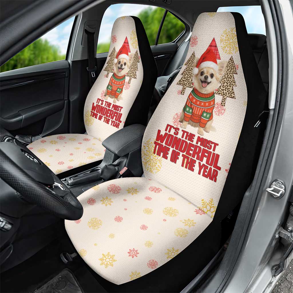 Chihuahua The Most Beautiful Time Xmas Christmas Car Seat Cover Xmas Holiday Patterns - Wonder Print Shop