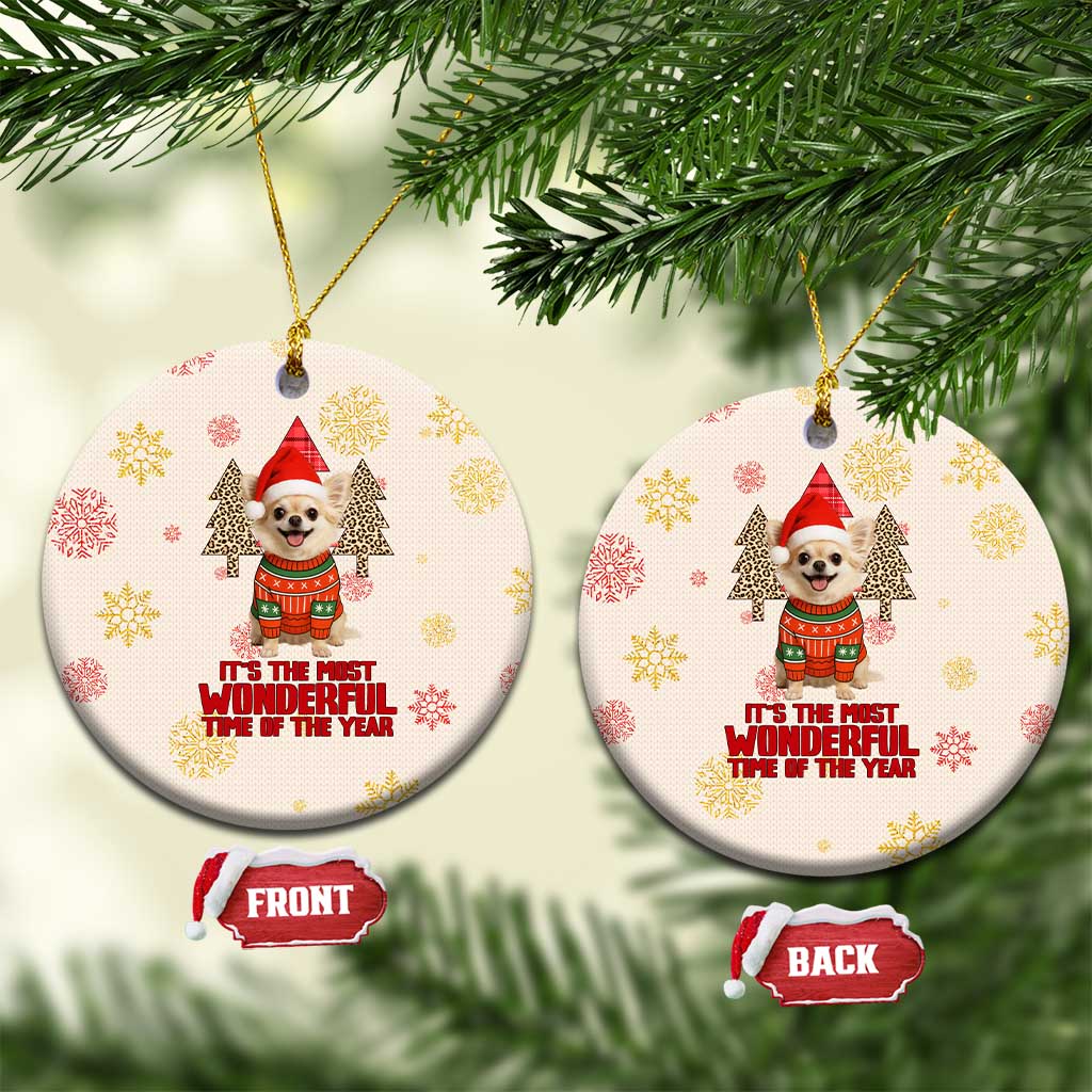 Chihuahua The Most Beautiful Time Xmas Christmas Ceramic Ornament Xmas Holiday Patterns - Wonder Print Shop