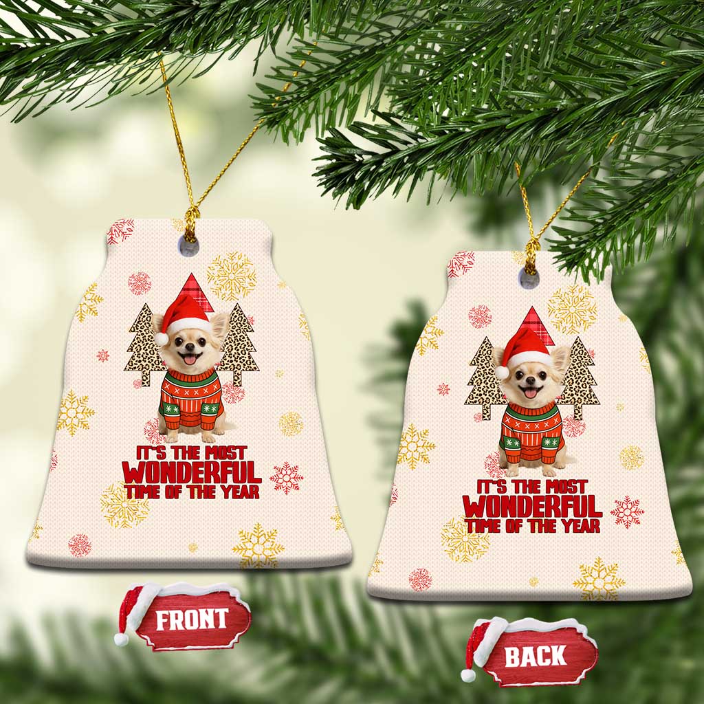 Chihuahua The Most Beautiful Time Xmas Christmas Ceramic Ornament Xmas Holiday Patterns - Wonder Print Shop