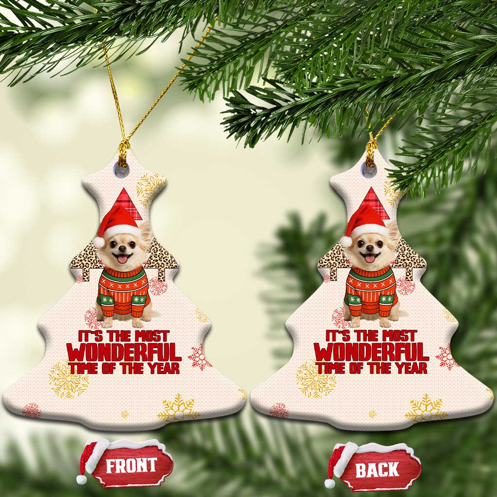 Chihuahua The Most Beautiful Time Xmas Christmas Ceramic Ornament Xmas Holiday Patterns - Wonder Print Shop