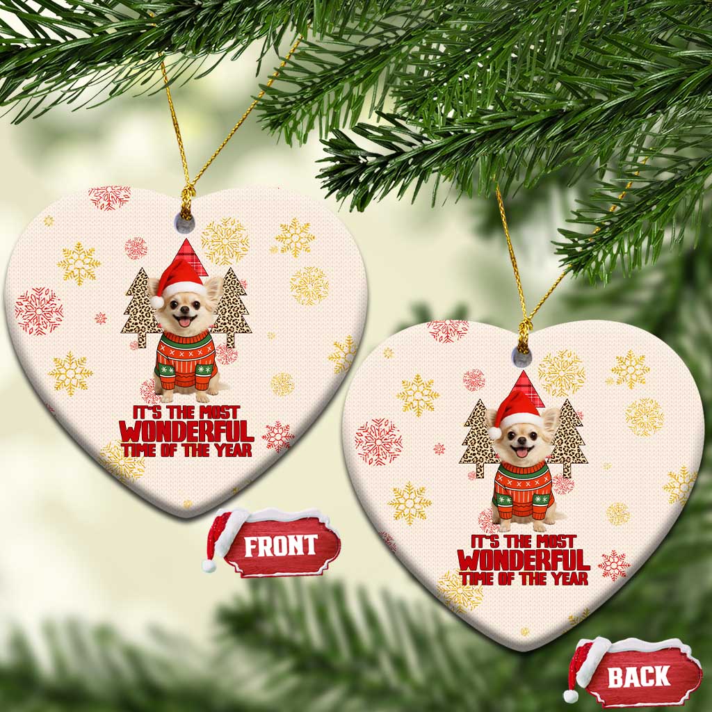 Chihuahua The Most Beautiful Time Xmas Christmas Ceramic Ornament Xmas Holiday Patterns - Wonder Print Shop