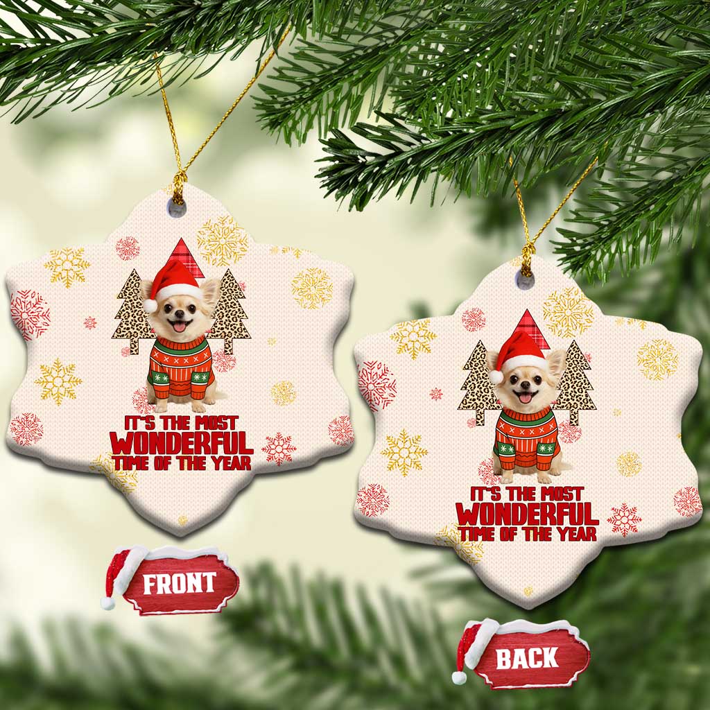 Chihuahua The Most Beautiful Time Xmas Christmas Ceramic Ornament Xmas Holiday Patterns - Wonder Print Shop
