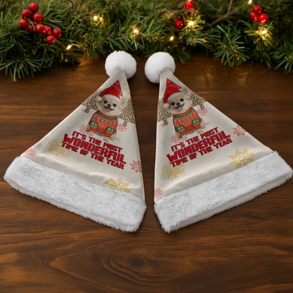 Chihuahua The Most Beautiful Time Xmas Christmas Santa Hat Xmas Holiday Patterns - Wonder Print Shop