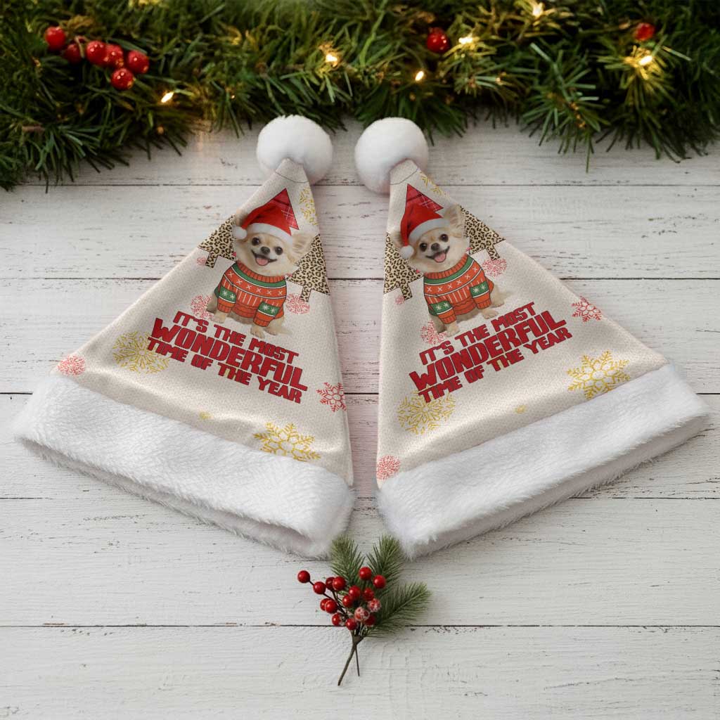 Chihuahua The Most Beautiful Time Xmas Christmas Santa Hat Xmas Holiday Patterns - Wonder Print Shop