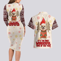 Chihuahua The Most Beautiful Time Xmas Christmas Couples Matching Long Sleeve Bodycon Dress and Hawaiian Shirt Xmas Holiday Patterns - Wonder Print Shop