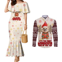 Chihuahua The Most Beautiful Time Xmas Christmas Couples Matching Mermaid Dress and Long Sleeve Button Shirt Xmas Holiday Patterns - Wonder Print Shop