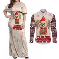 Chihuahua The Most Beautiful Time Xmas Christmas Couples Matching Off Shoulder Maxi Dress and Long Sleeve Button Shirt Xmas Holiday Patterns - Wonder Print Shop