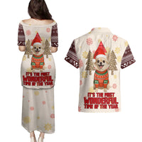 Chihuahua The Most Beautiful Time Xmas Christmas Couples Matching Puletasi and Hawaiian Shirt Xmas Holiday Patterns - Wonder Print Shop