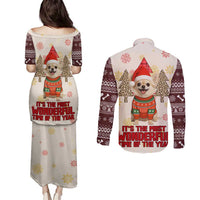 Chihuahua The Most Beautiful Time Xmas Christmas Couples Matching Puletasi and Long Sleeve Button Shirt Xmas Holiday Patterns - Wonder Print Shop