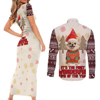 Chihuahua The Most Beautiful Time Xmas Christmas Couples Matching Short Sleeve Bodycon Dress and Long Sleeve Button Shirt Xmas Holiday Patterns - Wonder Print Shop