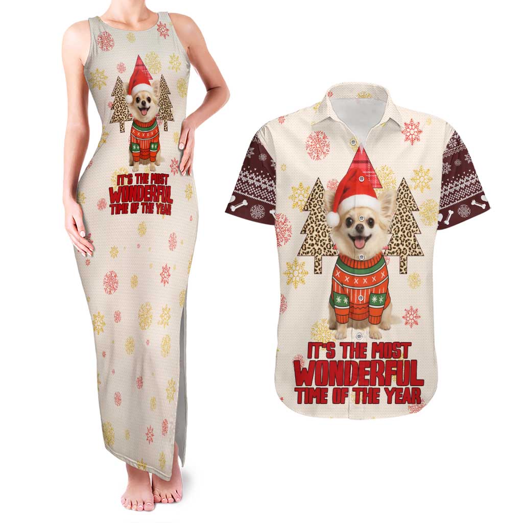 Chihuahua The Most Beautiful Time Xmas Christmas Couples Matching Tank Maxi Dress and Hawaiian Shirt Xmas Holiday Patterns - Wonder Print Shop