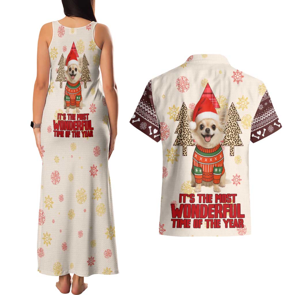 Chihuahua The Most Beautiful Time Xmas Christmas Couples Matching Tank Maxi Dress and Hawaiian Shirt Xmas Holiday Patterns - Wonder Print Shop