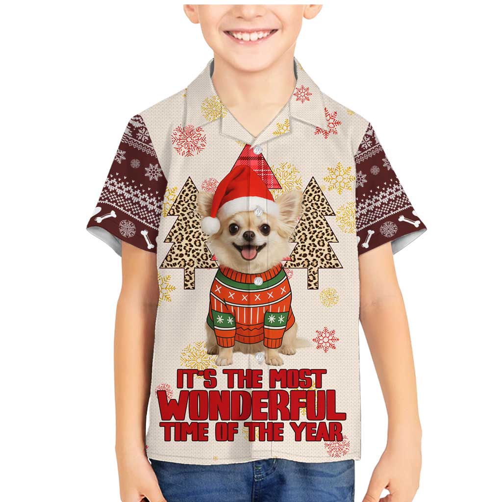Chihuahua The Most Beautiful Time Xmas Christmas Family Matching Mermaid Dress and Hawaiian Shirt Xmas Holiday Patterns - Wonder Print Shop