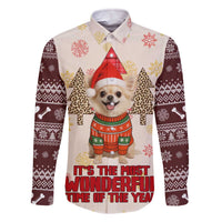 Chihuahua The Most Beautiful Time Xmas Christmas Family Matching Off The Shoulder Long Sleeve Dress and Hawaiian Shirt Xmas Holiday Patterns - Wonder Print Shop
