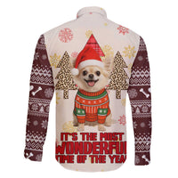 Chihuahua The Most Beautiful Time Xmas Christmas Family Matching Off The Shoulder Long Sleeve Dress and Hawaiian Shirt Xmas Holiday Patterns - Wonder Print Shop