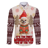 Chihuahua The Most Beautiful Time Xmas Christmas Family Matching Off Shoulder Short Dress and Hawaiian Shirt Xmas Holiday Patterns - Wonder Print Shop