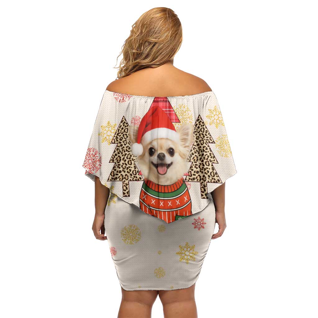 Chihuahua The Most Beautiful Time Xmas Christmas Family Matching Off Shoulder Short Dress and Hawaiian Shirt Xmas Holiday Patterns - Wonder Print Shop