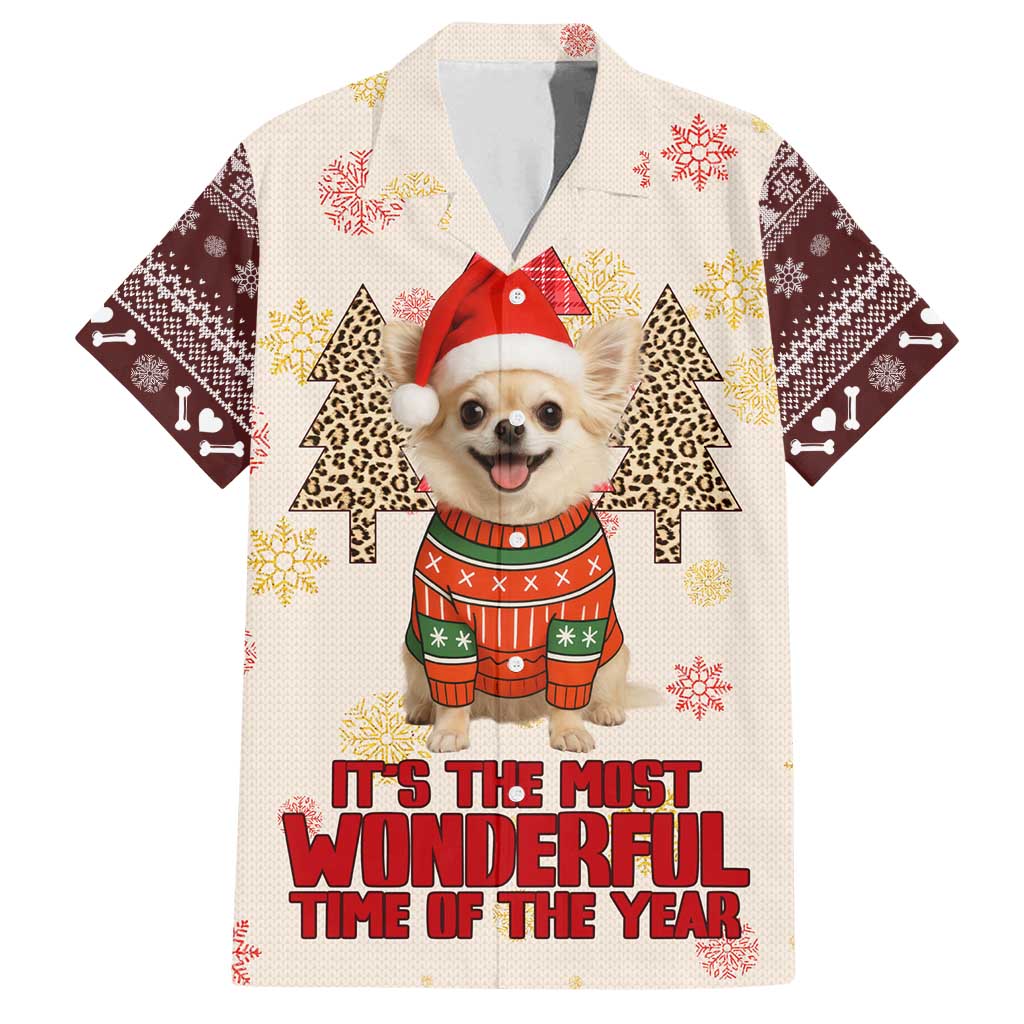 Chihuahua The Most Beautiful Time Xmas Christmas Family Matching Puletasi and Hawaiian Shirt Xmas Holiday Patterns - Wonder Print Shop