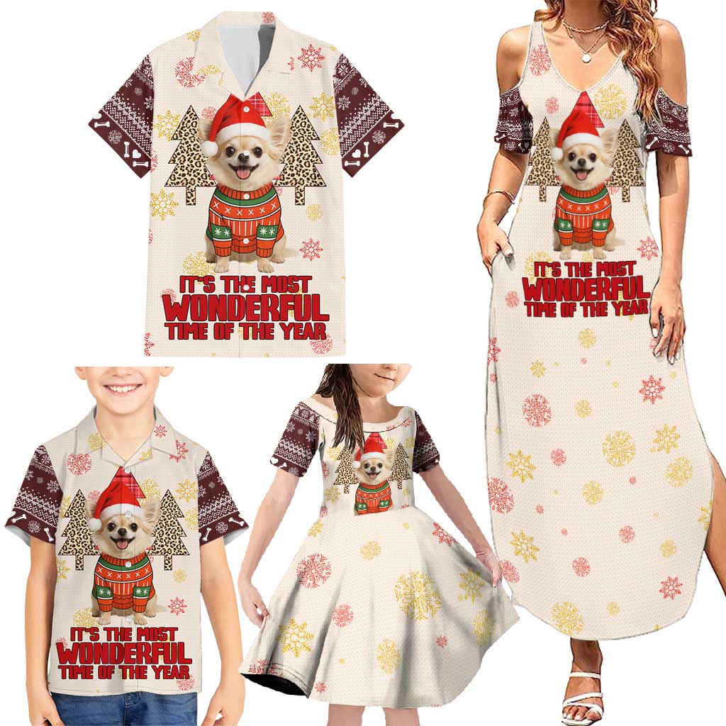 Chihuahua The Most Beautiful Time Xmas Christmas Family Matching Summer Maxi Dress and Hawaiian Shirt Xmas Holiday Patterns - Wonder Print Shop