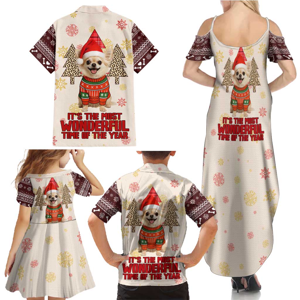 Chihuahua The Most Beautiful Time Xmas Christmas Family Matching Summer Maxi Dress and Hawaiian Shirt Xmas Holiday Patterns - Wonder Print Shop