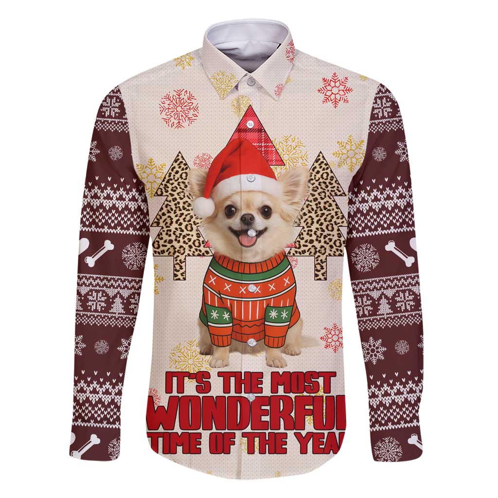 Chihuahua The Most Beautiful Time Xmas Christmas Family Matching Summer Maxi Dress and Hawaiian Shirt Xmas Holiday Patterns - Wonder Print Shop