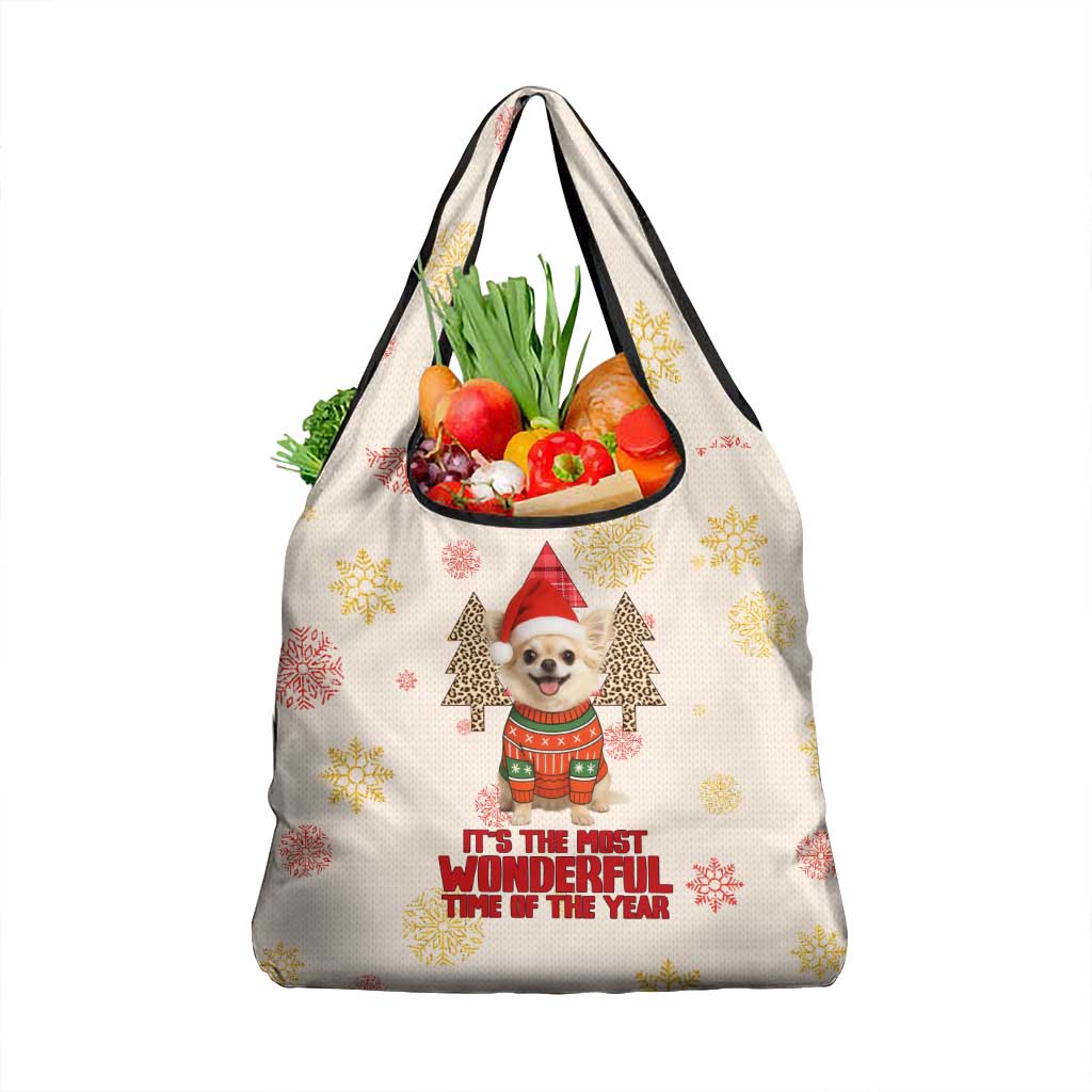 Chihuahua The Most Beautiful Time Xmas Christmas Grocery Bag Xmas Holiday Patterns - Wonder Print Shop