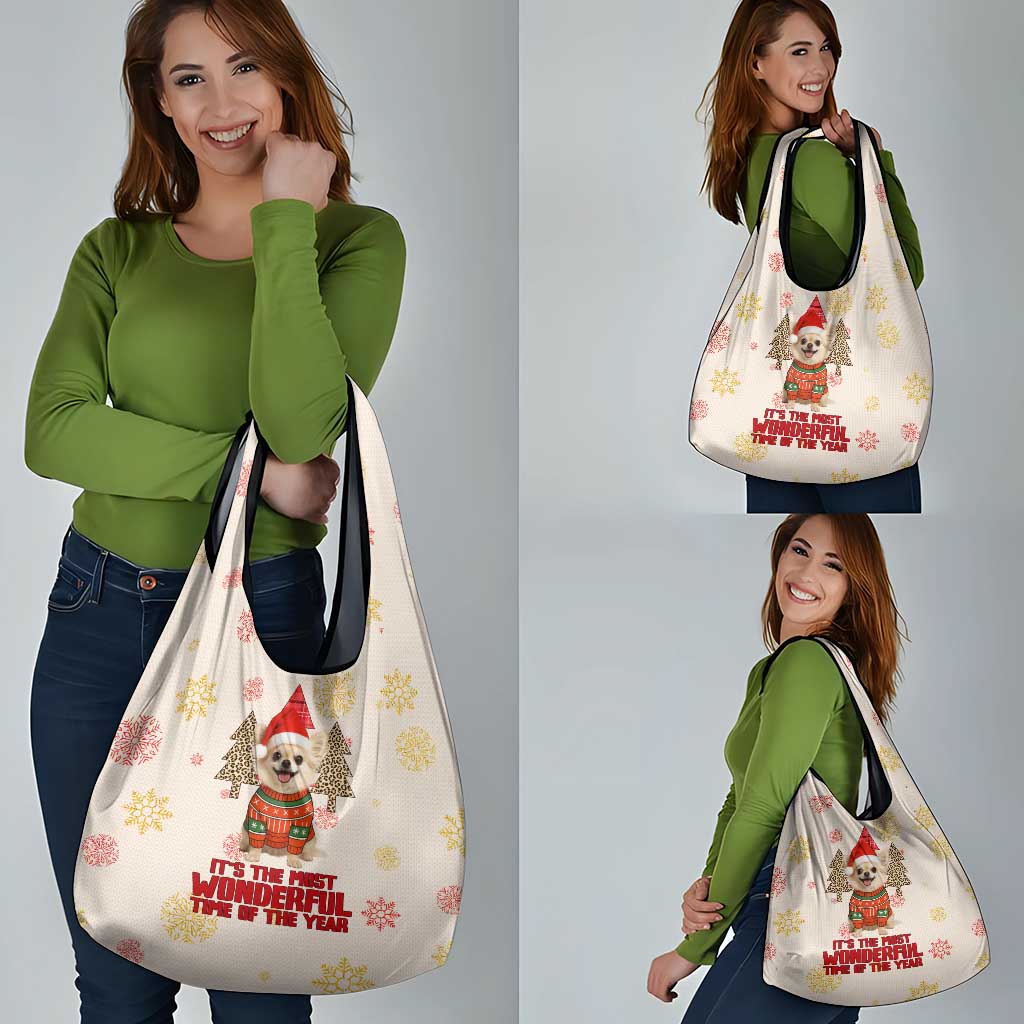 Chihuahua The Most Beautiful Time Xmas Christmas Grocery Bag Xmas Holiday Patterns - Wonder Print Shop
