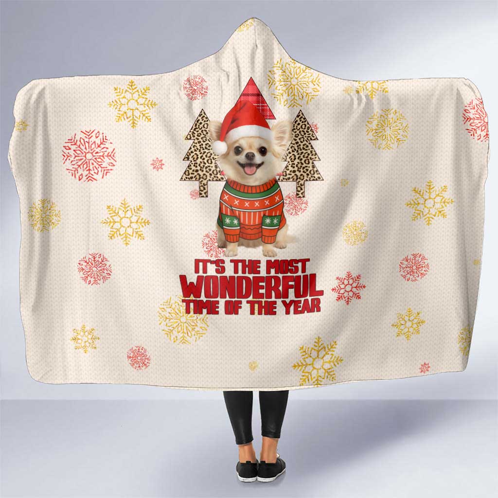 Chihuahua The Most Beautiful Time Xmas Christmas Hooded Blanket Xmas Holiday Patterns - Wonder Print Shop