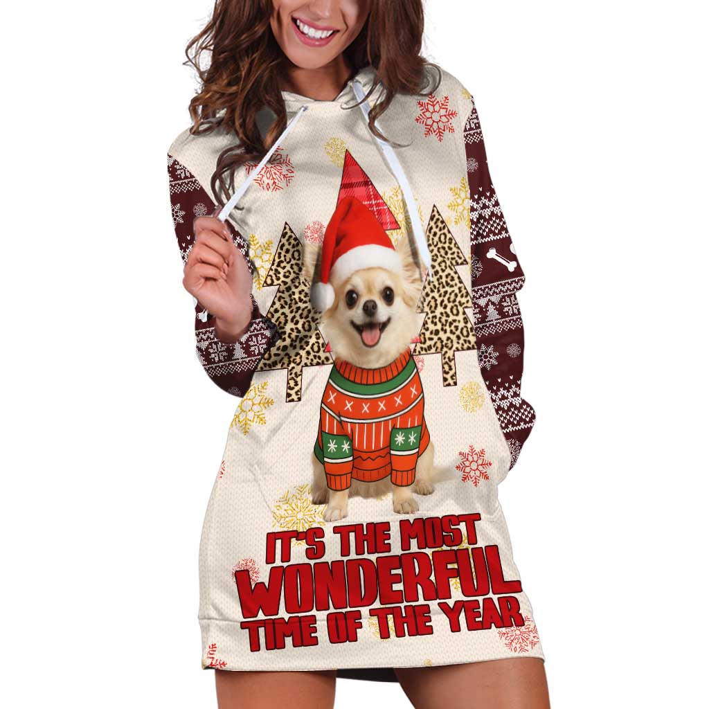 Chihuahua The Most Beautiful Time Xmas Christmas Hoodie Dress Xmas Holiday Patterns - Wonder Print Shop