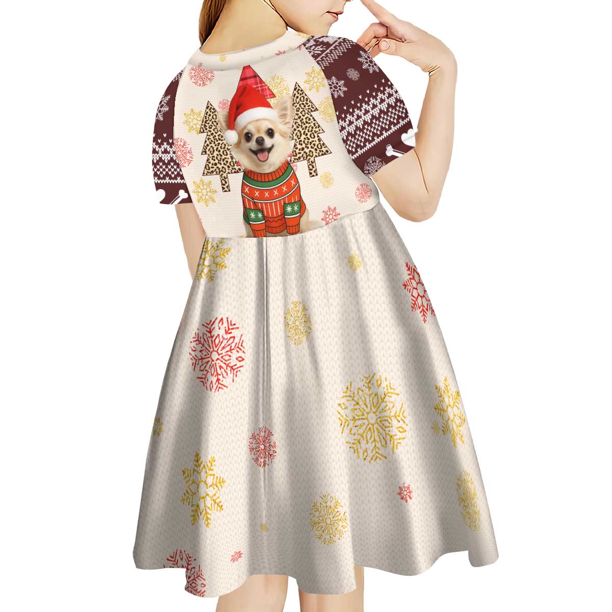 Chihuahua The Most Beautiful Time Xmas Christmas Kid Short Sleeve Dress Xmas Holiday Patterns - Wonder Print Shop