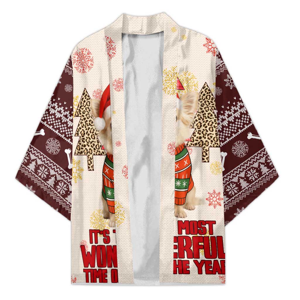 Chihuahua The Most Beautiful Time Xmas Christmas Kimono Xmas Holiday Patterns - Wonder Print Shop