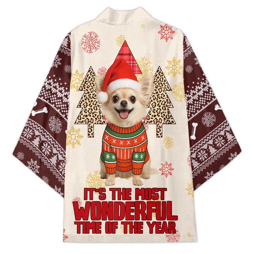 Chihuahua The Most Beautiful Time Xmas Christmas Kimono Xmas Holiday Patterns - Wonder Print Shop