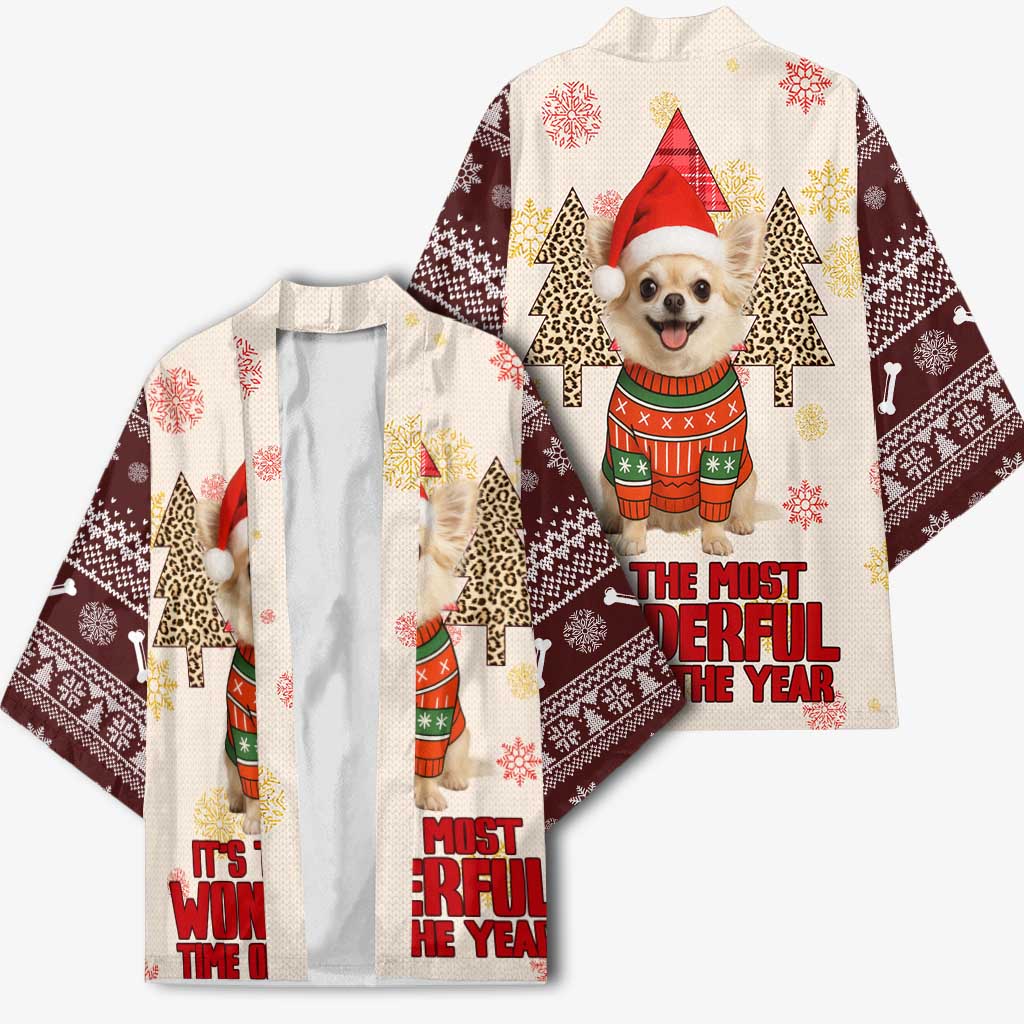 Chihuahua The Most Beautiful Time Xmas Christmas Kimono Xmas Holiday Patterns - Wonder Print Shop