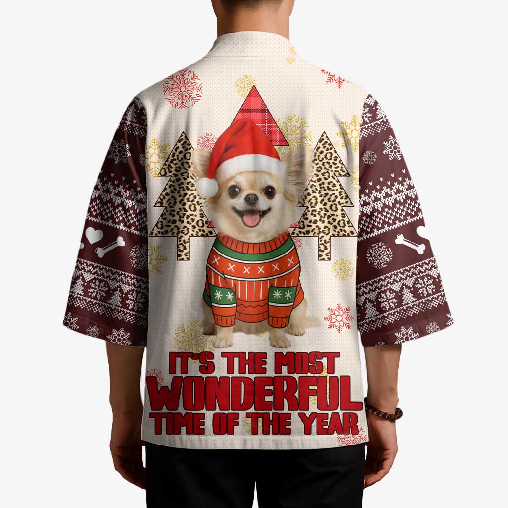 Chihuahua The Most Beautiful Time Xmas Christmas Kimono Xmas Holiday Patterns - Wonder Print Shop