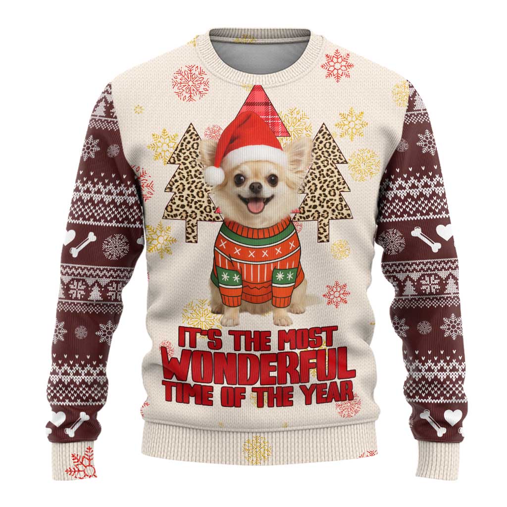 Chihuahua The Most Beautiful Time Xmas Christmas Ugly Christmas Sweater Xmas Holiday Patterns - Wonder Print Shop