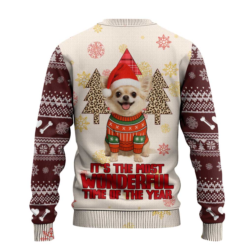 Chihuahua The Most Beautiful Time Xmas Christmas Ugly Christmas Sweater Xmas Holiday Patterns - Wonder Print Shop