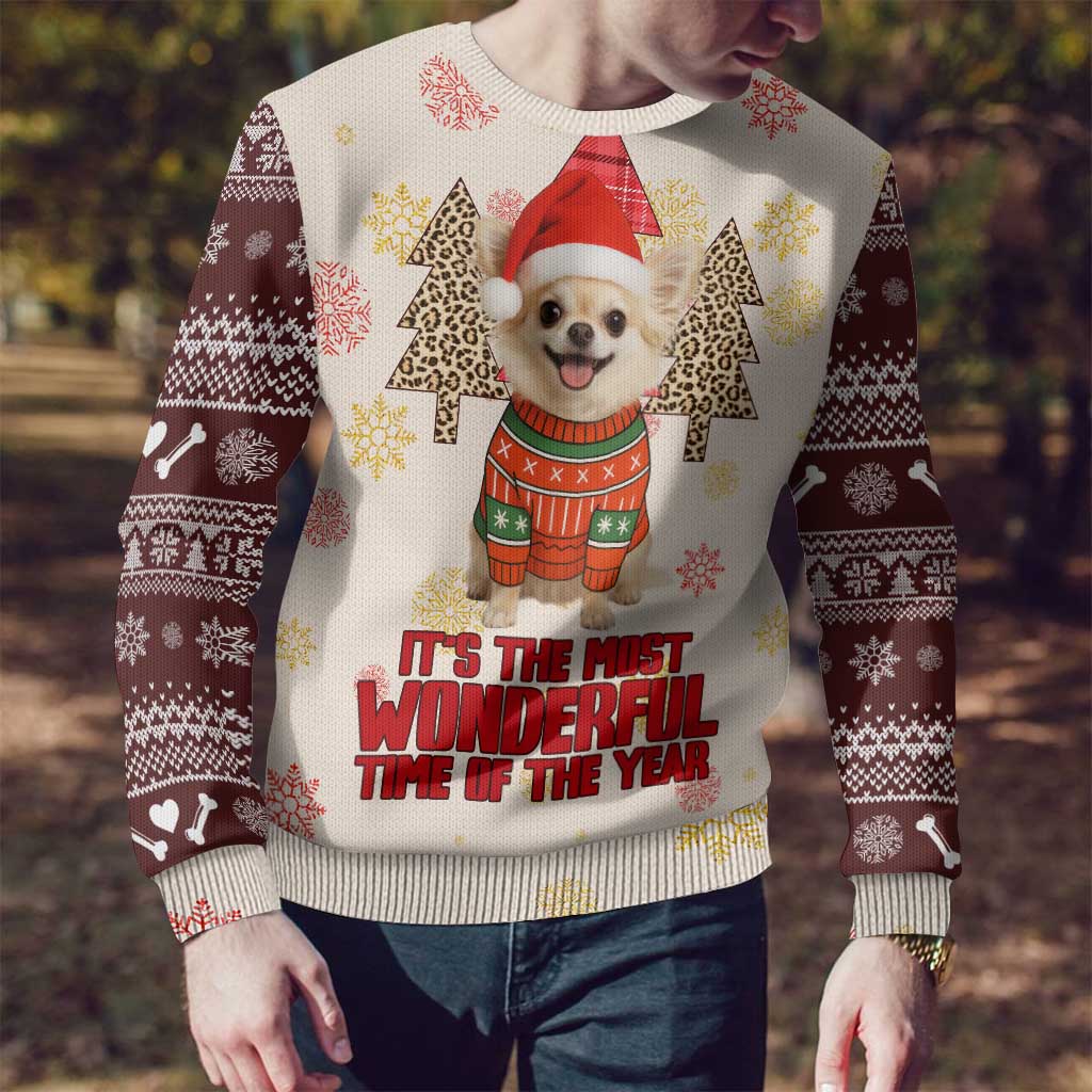 Chihuahua The Most Beautiful Time Xmas Christmas Ugly Christmas Sweater Xmas Holiday Patterns - Wonder Print Shop
