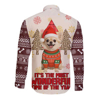 Chihuahua The Most Beautiful Time Xmas Christmas Long Sleeve Button Shirt Xmas Holiday Patterns - Wonder Print Shop